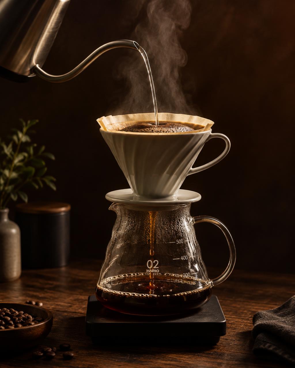 V60 pour-over being brewed (illustrative)